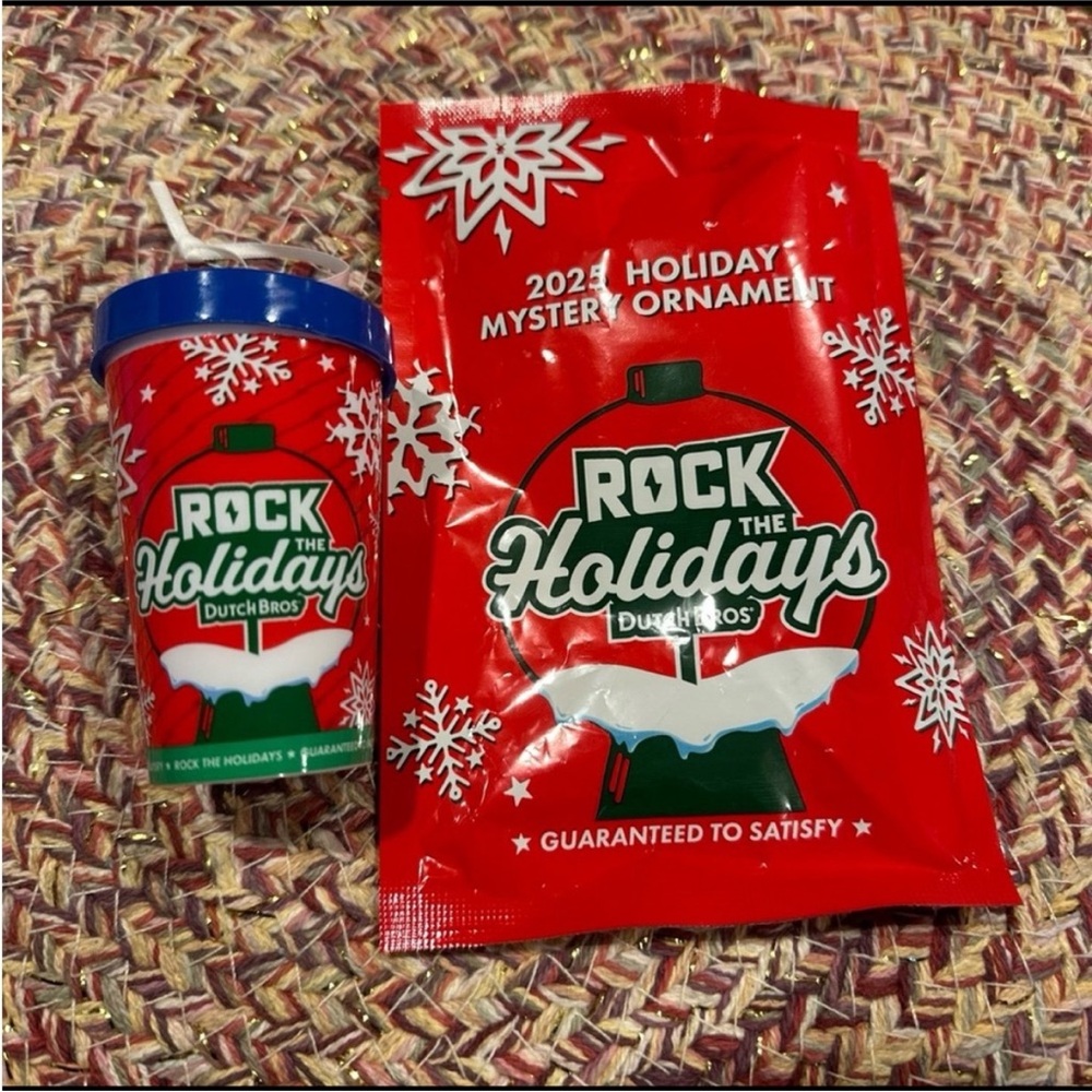 Dutch Bros Rock the Holidays Ornament - Red and Blue